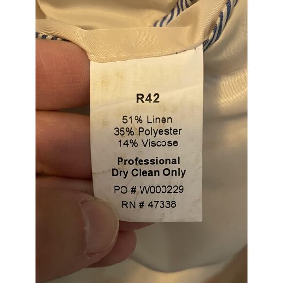 Tommy Hilfiger Blazer Mens 42 Large Houndstooth Linen Sport Coat Jacket Derby - Picture 5 of 10